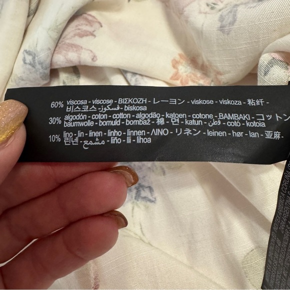 ZARA Floral Print Sundress White Multicolor Medium Smocked Back - Picture 10 of 10